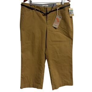 Dockers Womens Khaki Pants Size 16 Metro Capri Stretch Crop Slash Pockets New